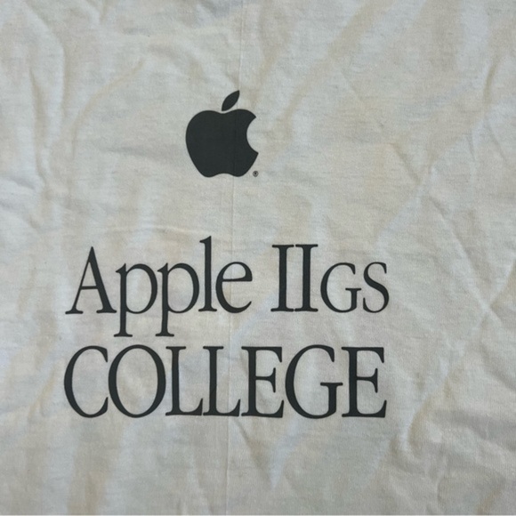 VTG Apple Macintosh IIGS College L/S T Shirt Sz M White Rainbow Treble Clef NWOT - Picture 9 of 9